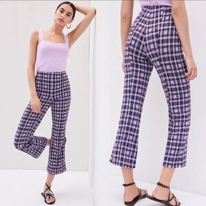 Maeve by Anthropologie Cropped Flare Pants Purple Pink size Small